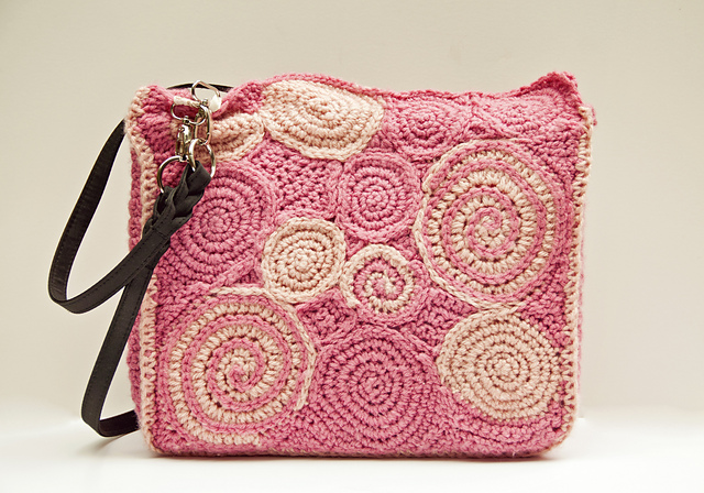 Pink Crocheted Swirl Tote