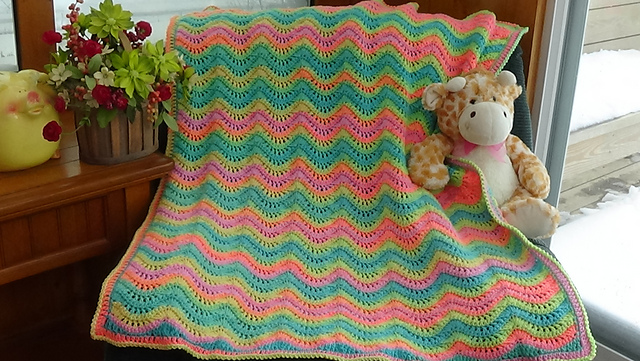 Rainbow Fans & Feather Baby Afghan