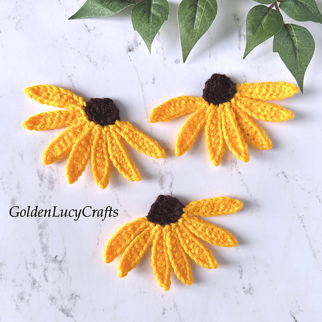 Ravelry: Black-eyed Susan Flower Applique pattern by GoldenLucyCrafts
