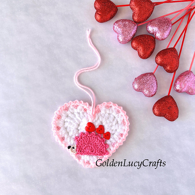 Valentine Hedgehog Heart Ornament