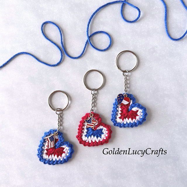 Patriotic Heart Keychain