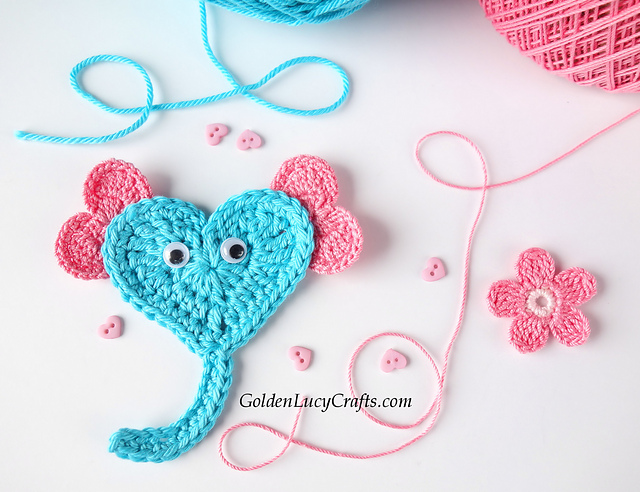 Heart Elephant Applique