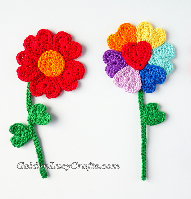 Heart Flowers Applique