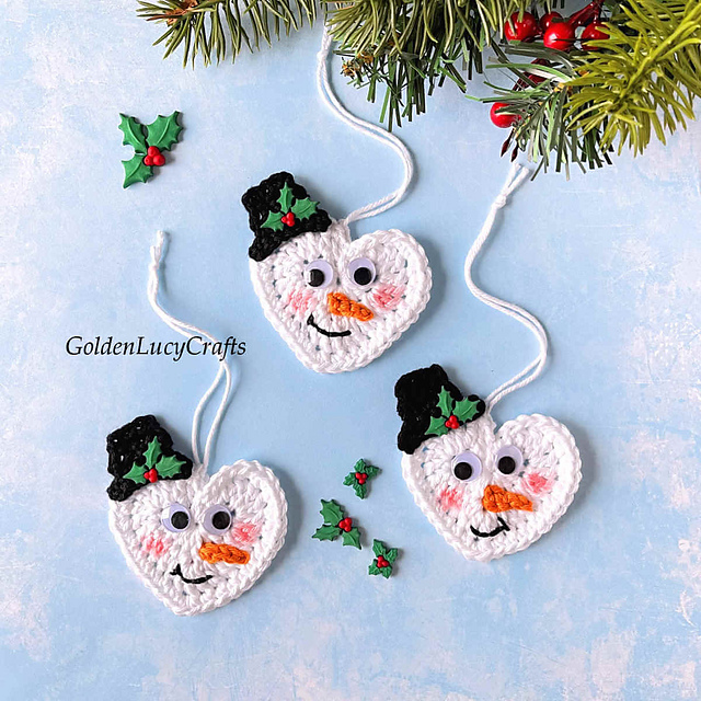 Snow Heart - Handmade Threadwork Stuffed Christmas Ornament 06 main image 1