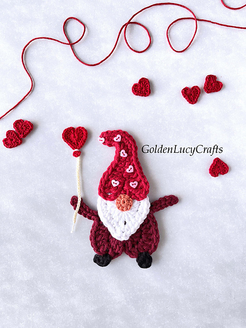 Valentine's Day Gnome Applique