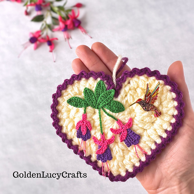 Fuchsia Heart Ornament