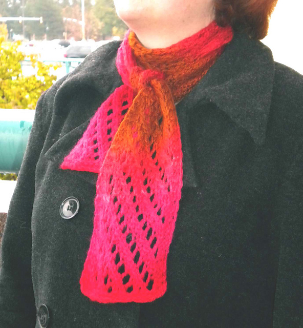 Handspun Diagonal Lace Scarf