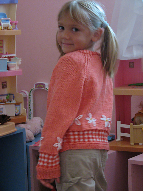 Design G - Daisy and Gingham Cardigans With Optional Fringe
