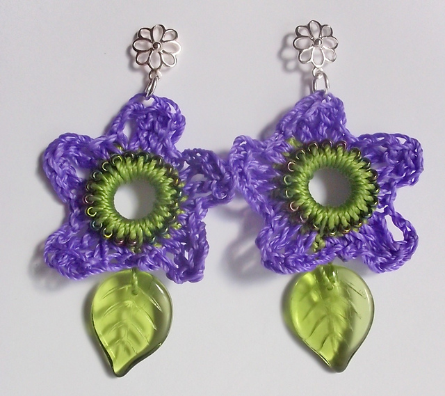 Spring Flower Crocheted Earrings