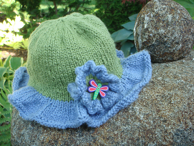 Cotton Knit Sunhat with Crocheted Edging