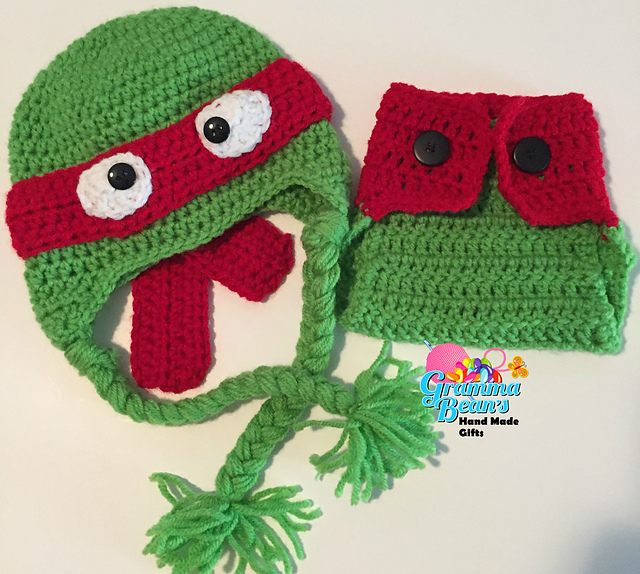Ninja Turtle Hat and Diaper Cover