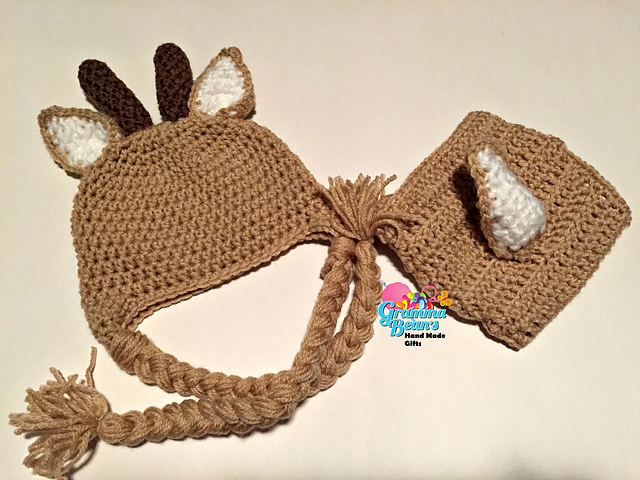 Giraffe, Deer Beanie & Diaper Cover
