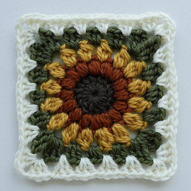Autumn Sunflower Granny Square