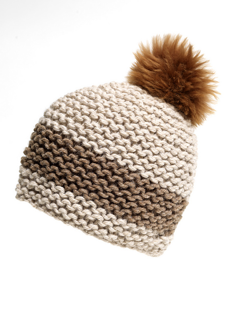 Striped Pompom Hat