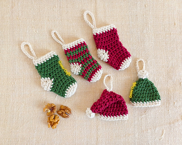 Mini Christmas Stockings and Hats