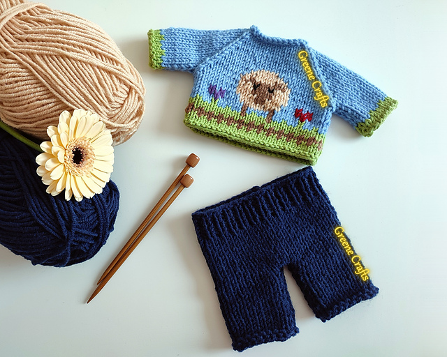 Lamb Sweater and Pants for Bunny or Bear