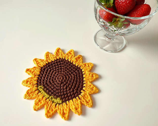 Crochet Sunflower Coaster