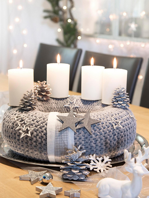 Gestrickter Adventskranz