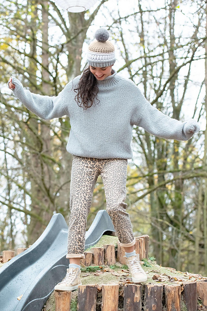 Oversize-Pulli im Perlmuster