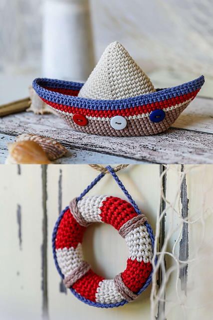Amigurumi Segelboot und Rettungsring