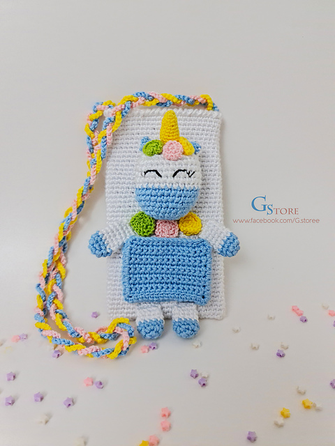 Unicorn crochet phone bag
