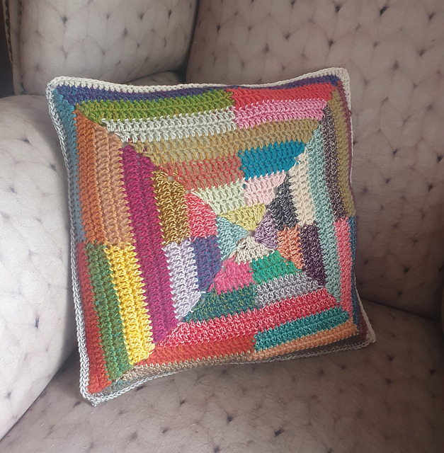 Stashbusting granny square cushion