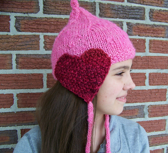 Handmade Hand Crafted Knit Heart to Heart Hat Pink Adult/Teen size Hand Knit Heart Hat - Etsy main image 2