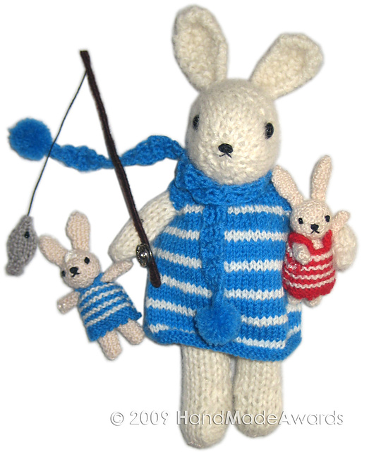 Mummy Bunny is fishing with her Twins