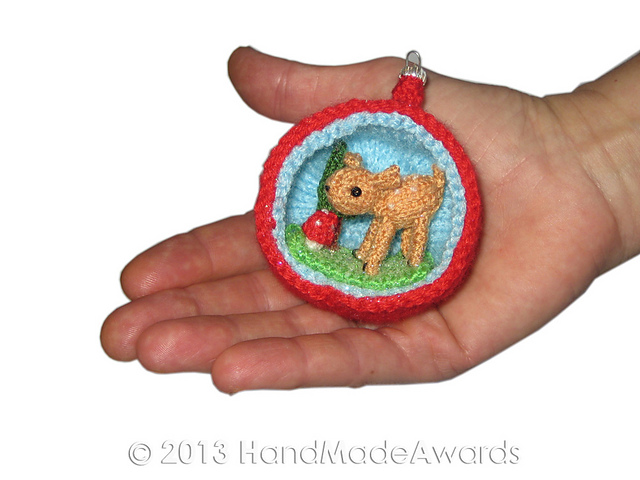 CROCHET Christmas DEER Diorama Ball Ornament
