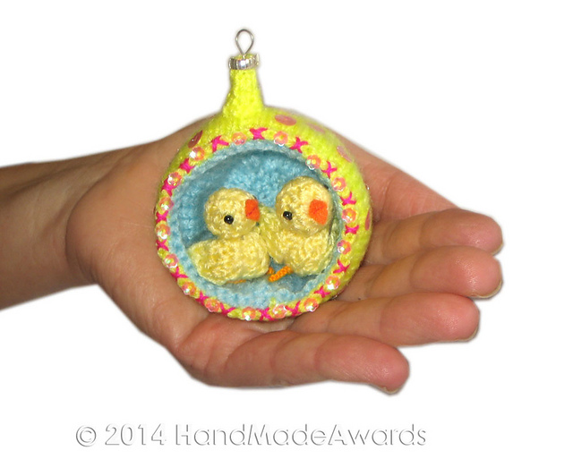 Easter Diorama Ball TWO CHICKS Ornament