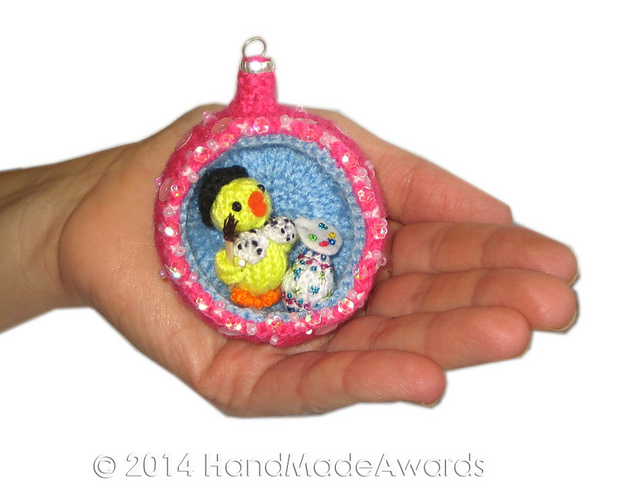 Easter Diorama Ball Picassin Painter little DUCK Ornament 