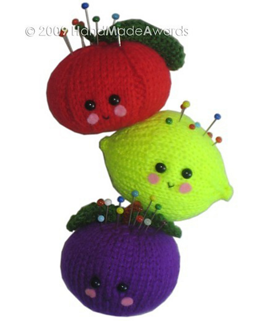 Tomato, Lemon and Plum Pincushion Crochet