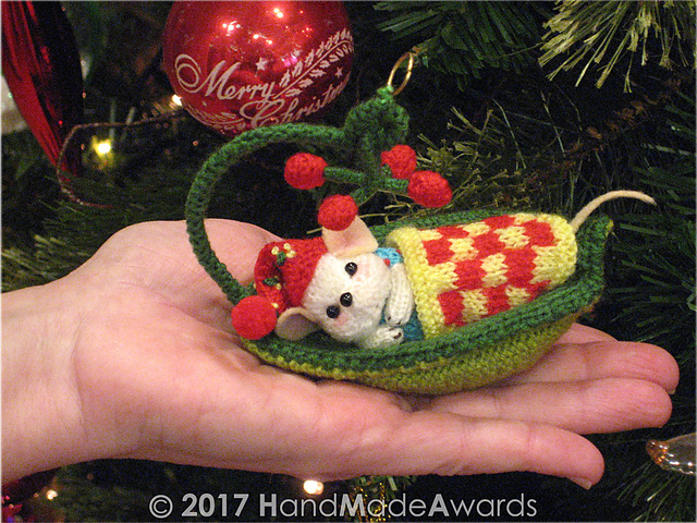 Little Mouse Sleeping in a Leaf