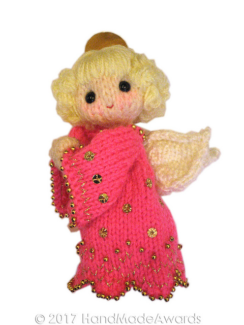 Pink Christmas Angel Finger Puppet