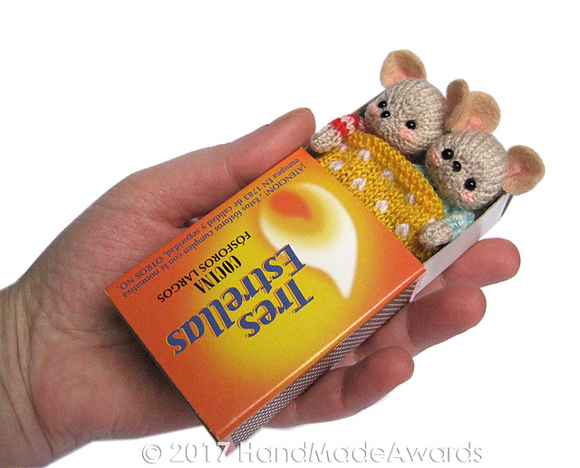 Twin Little Mice Sleeping in Matchbox