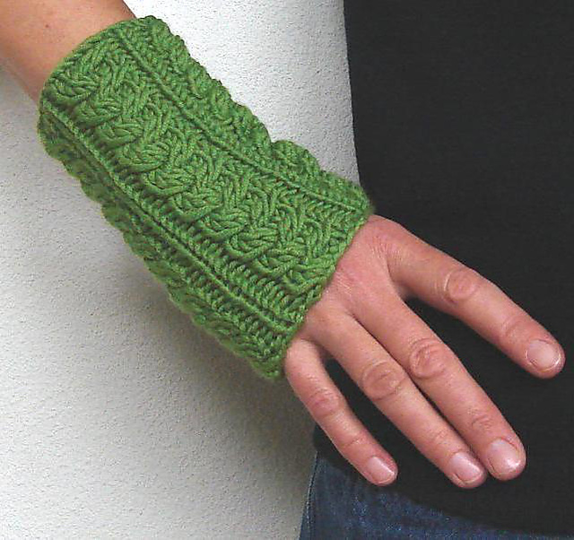 Wrist Warmers with Cables and Braids