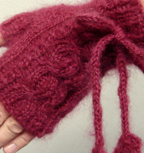 Fingerless Gloves with Cables and Cord