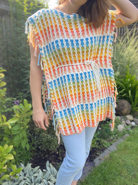 Skittle Stripe Poncho