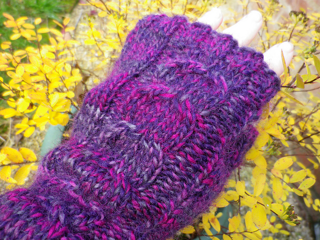 Double Twist Fingerless Mittens