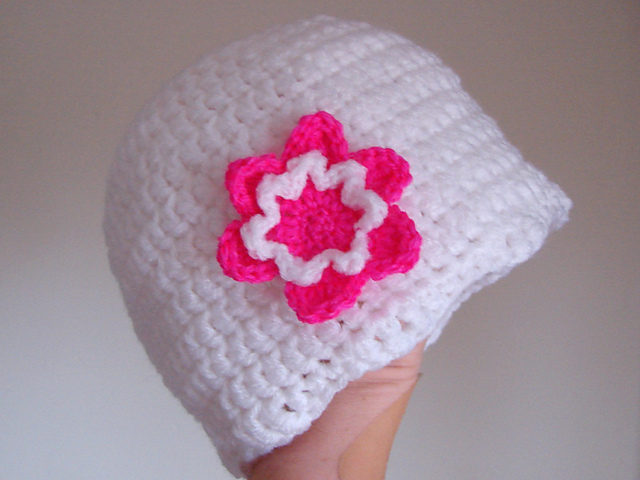 Girl's Beanie with Flower Applique