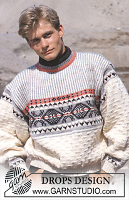 15-1 Jumper with pattern border and stripy yoke