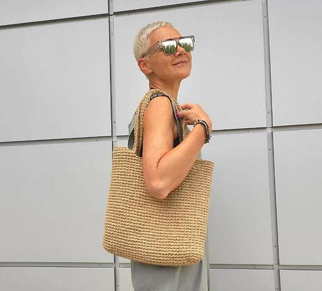 Jute Shopper Tote Bag