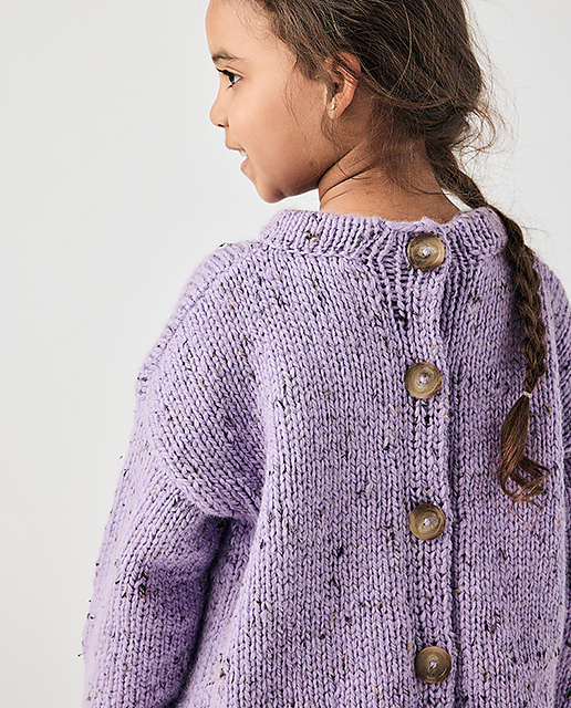 Pull Ancien Fille Violet Pailleté Avec Boutons Strass - Taille 15-16 Ans - Très Bon état