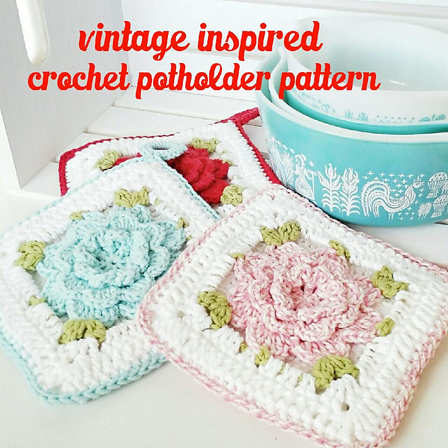 Vintage Inspired Flower Potholder