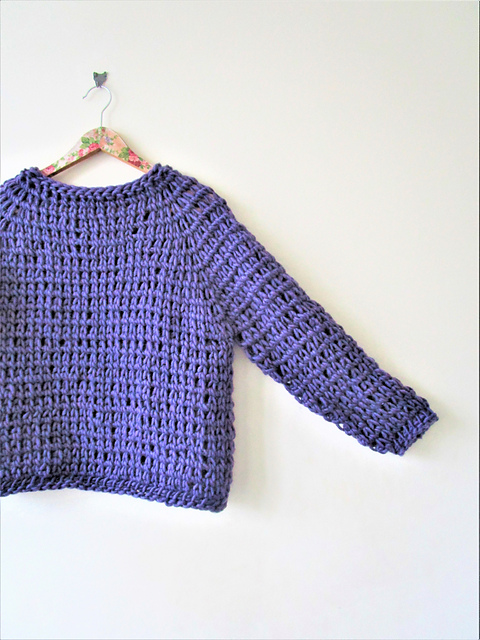 Super bulky Tunisian raglan pullover