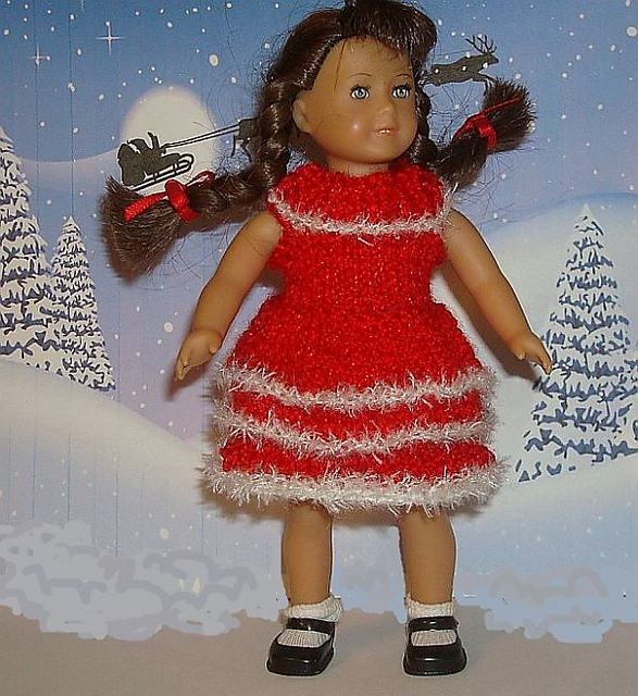 Ravelry: American Girl Doll 6 inch Mini Molly's Christmas Dress 2012  pattern by Hazel Rose Spencer