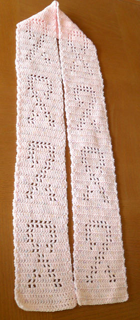 Pink Ribbon Reverse Filet Scarf