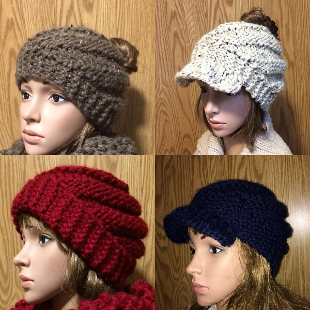 Swirly Bun Hat, Beanie and Cap