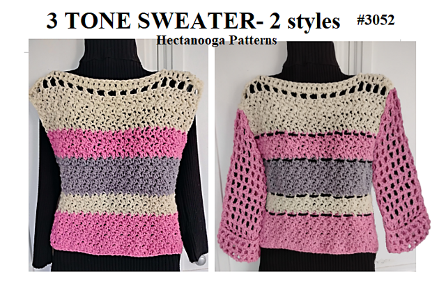 Ravelry: 3052- Three color top pattern by Emi Harrington