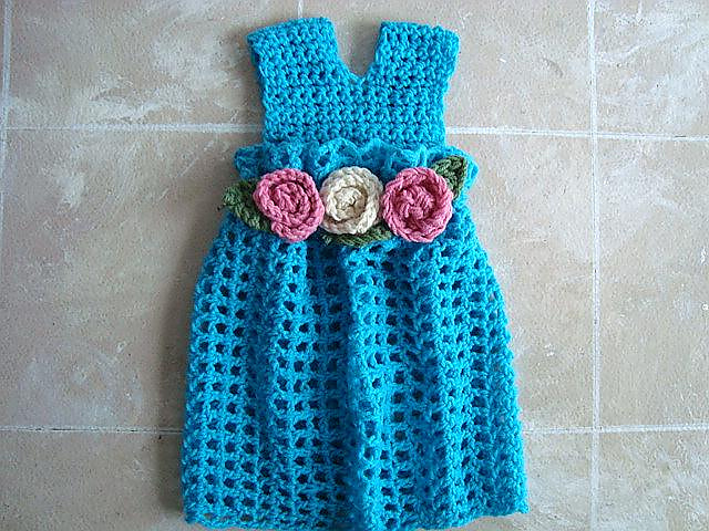 Turquoise girls sundress with yoke